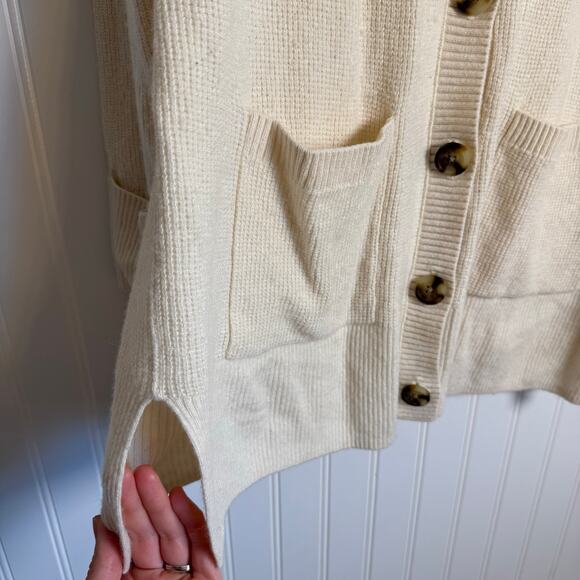 Madewell Asherton Waffle Cardigan Cream Sweater Wool Alpaca Blend Women’s XS - Picture 9 of 10